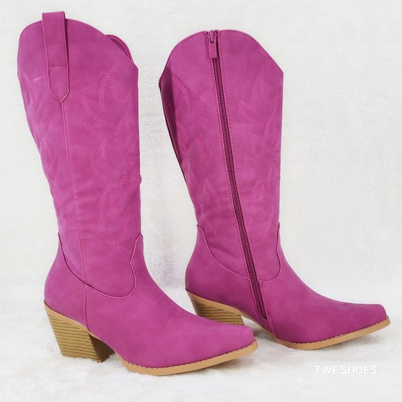 Yours Forever Shoes - Creekside Fuchsia Pink Cowgirl Mid Calf Western Boots